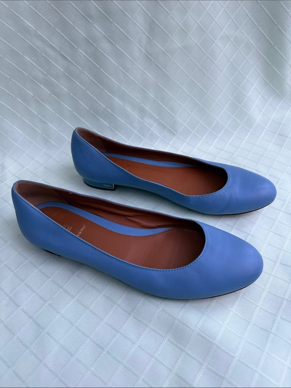 Fendi Lavender Blue Leather Ballet Flats